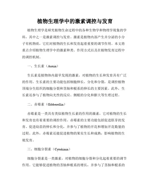植物生理学中的激素调控与发育