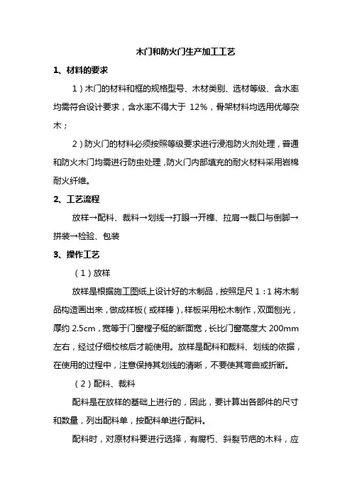 木门和防火门生产加工工艺