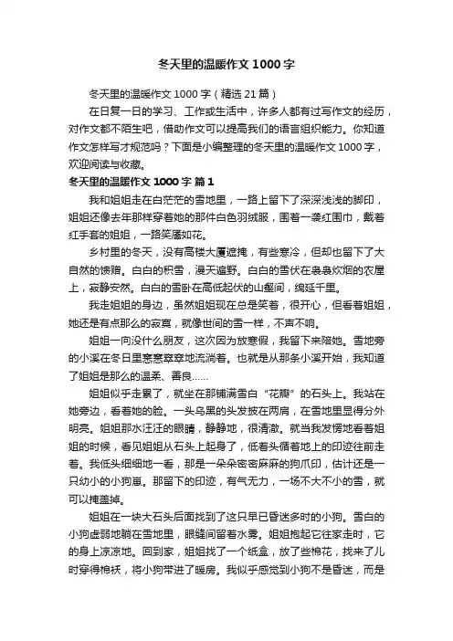 冬天里的温暖作文1000字（精选21篇）