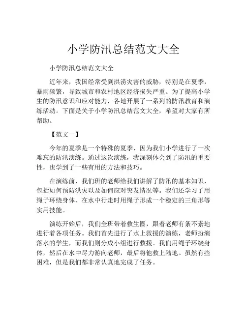 小学防汛总结范文大全