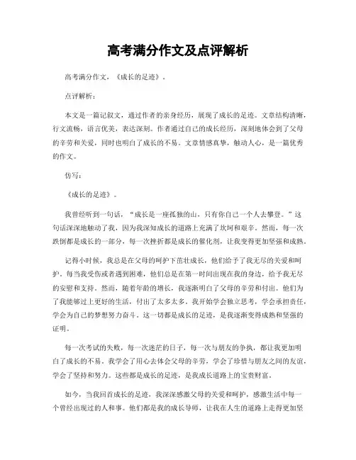 高考满分作文及点评解析