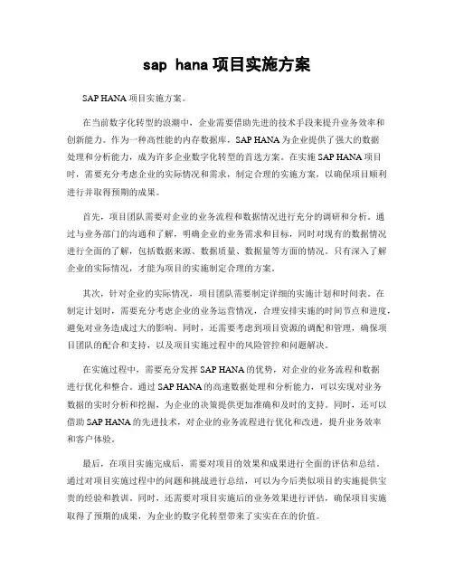 sap hana项目实施方案