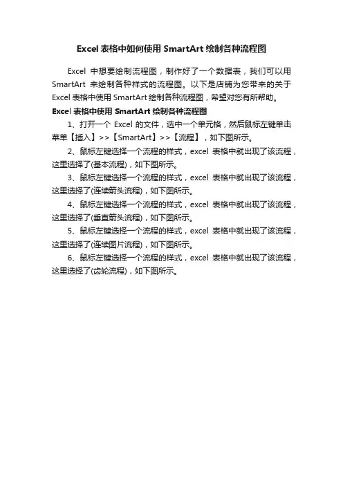 Excel表格中如何使用SmartArt绘制各种流程图