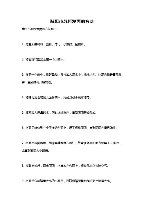 酵母小苏打发面的方法
