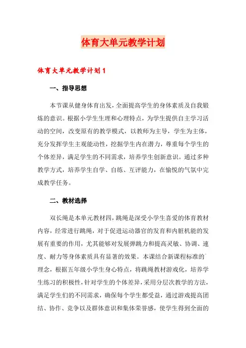 体育大单元教学计划