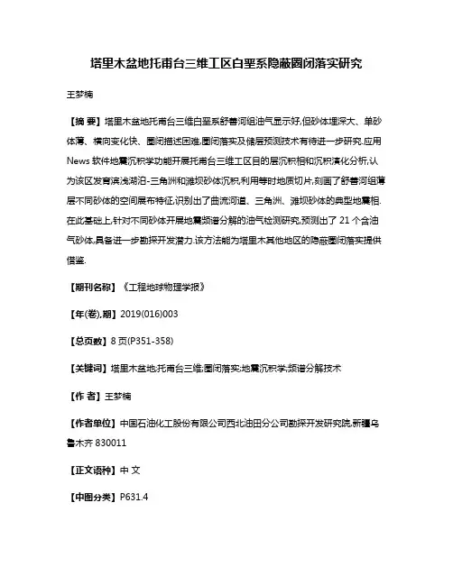 塔里木盆地托甫台三维工区白垩系隐蔽圈闭落实研究