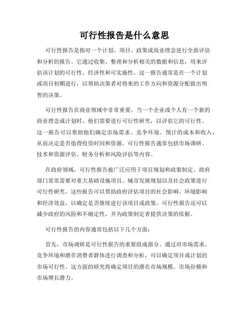 可行性报告是什么意思