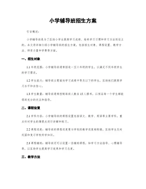 小学辅导班招生方案
