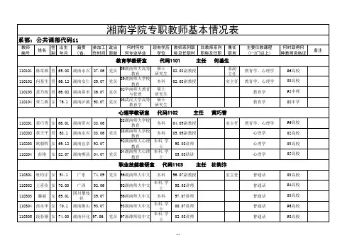 湘南学院 教师信息表  ~