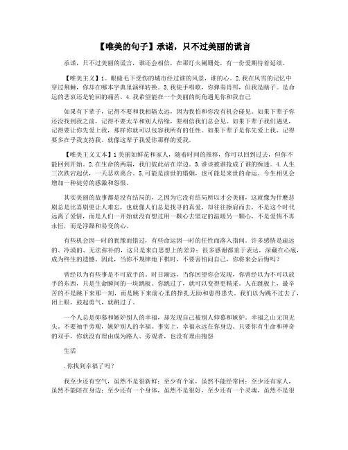 【唯美的句子】承诺,只不过美丽的谎言