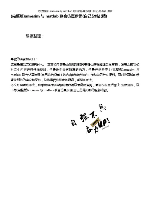amesim与matlab联合仿真步骤(自己总结)(精)(2021年整理精品文档)