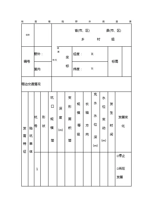 地面塌陷野外调查表