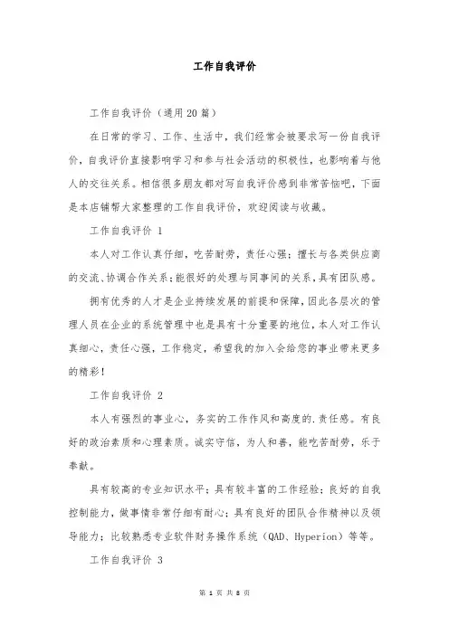 工作自我评价