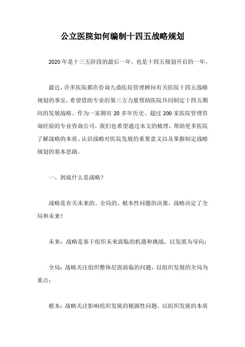 公立医院如何编制十四五战略规划【最新版】