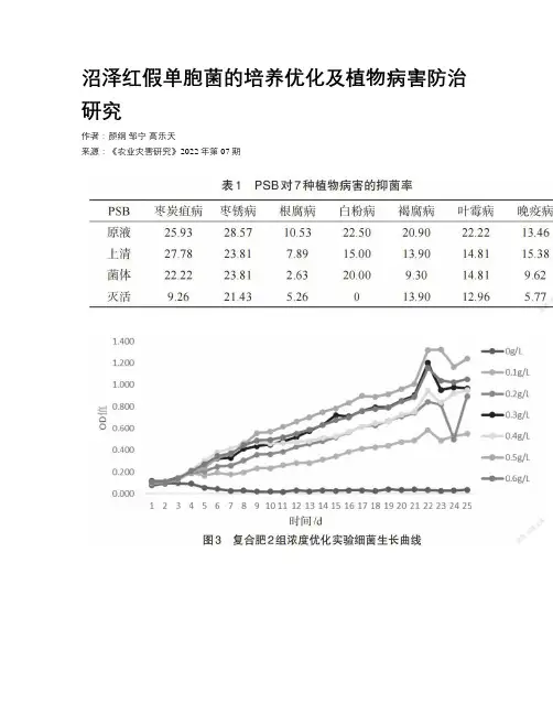 沼泽红假单胞菌的培养优化及植物病害防治研究