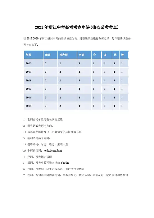 专题04 2021年浙江中考英语语法填空必考考点串讲