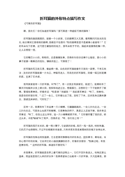 折耳猫的外形特点描写作文