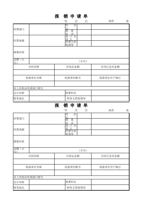 专项经费报销申请单