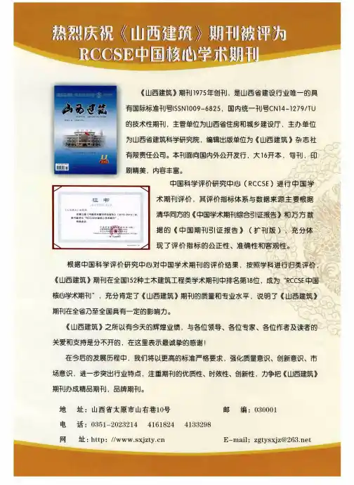热烈庆祝《山西建筑》期刊被评为RCCSE中国核心学术期刊
