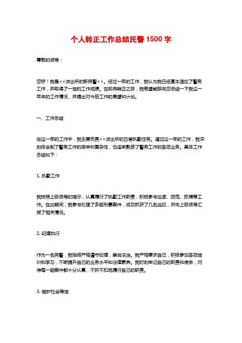 个人转正工作总结民警 (2)