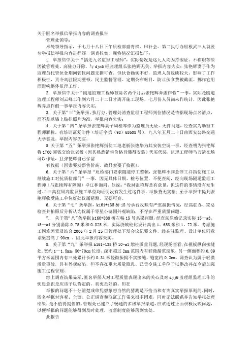 举报调查报告