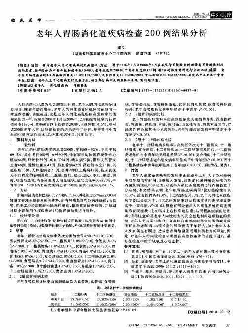 老年人胃肠消化道疾病检查200例结果分析