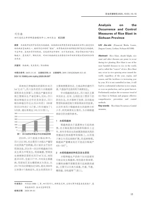 浅析四川稻瘟病发生情况及防治措施