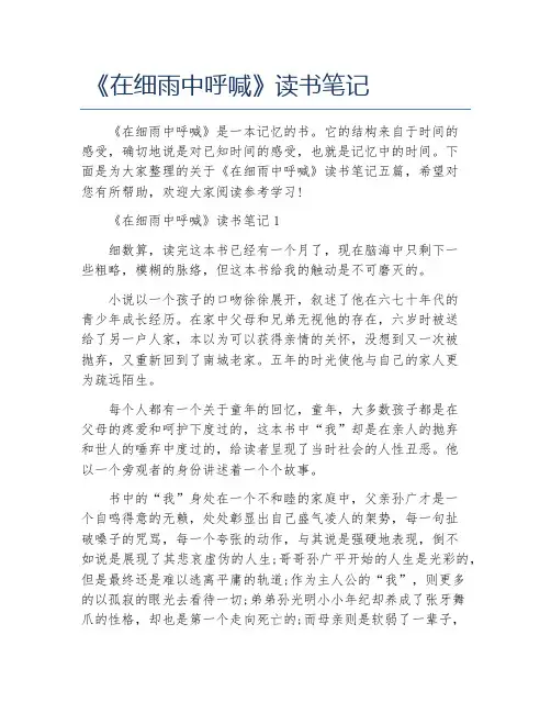 《在细雨中呼喊》读书笔记