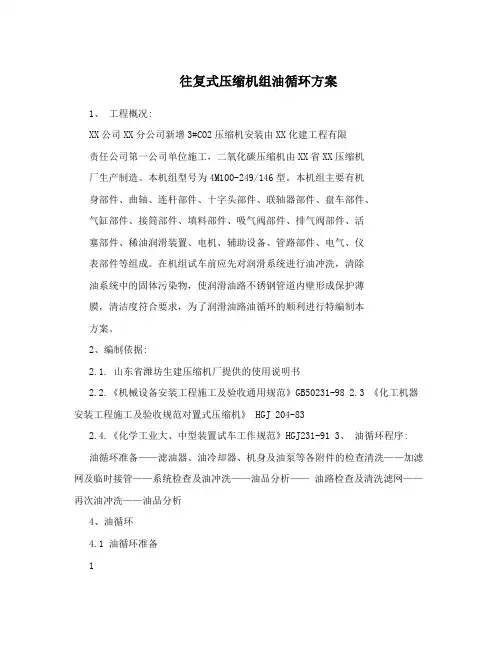 往复式压缩机组油循环方案