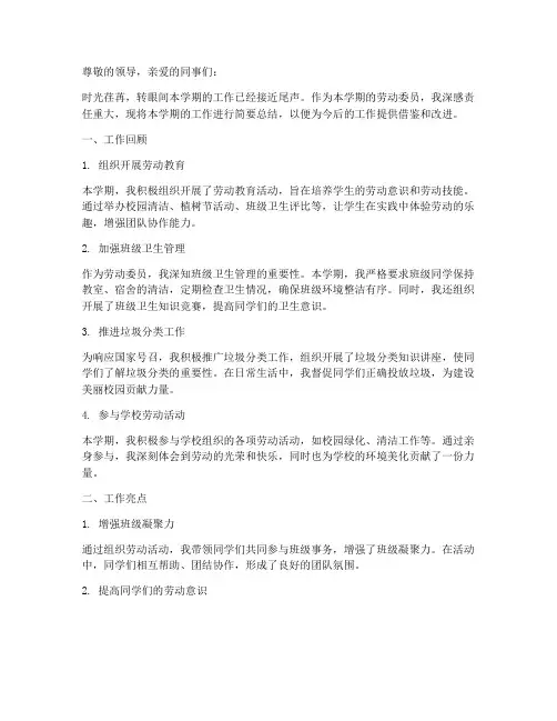 劳动委员总结范文