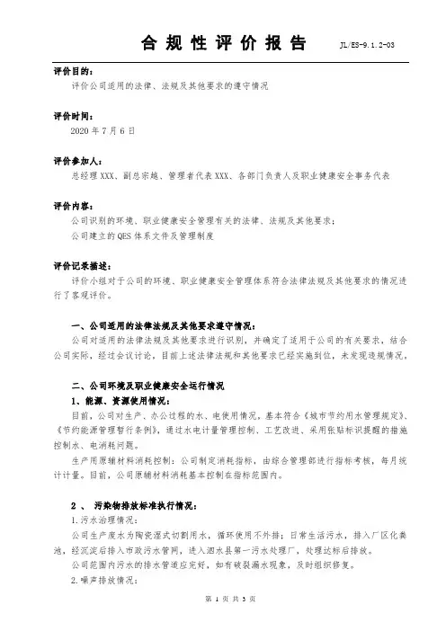 合规性评价报告