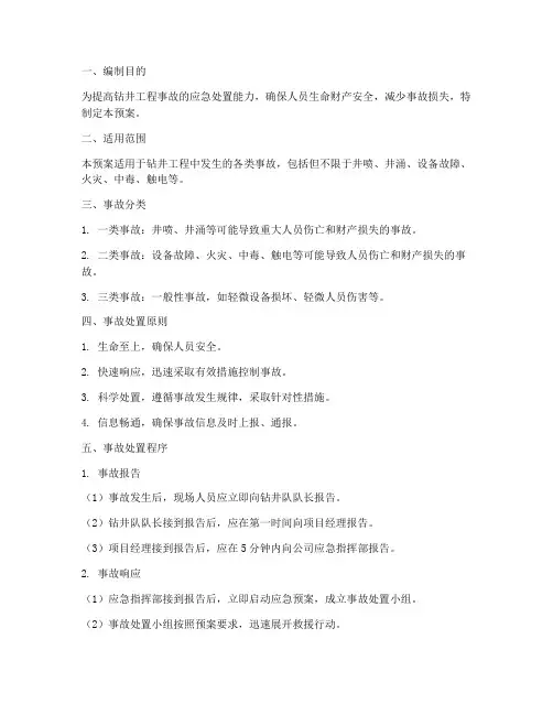 钻井工程事故复杂处置预案