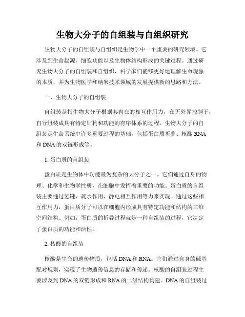 生物大分子的自组装与自组织研究