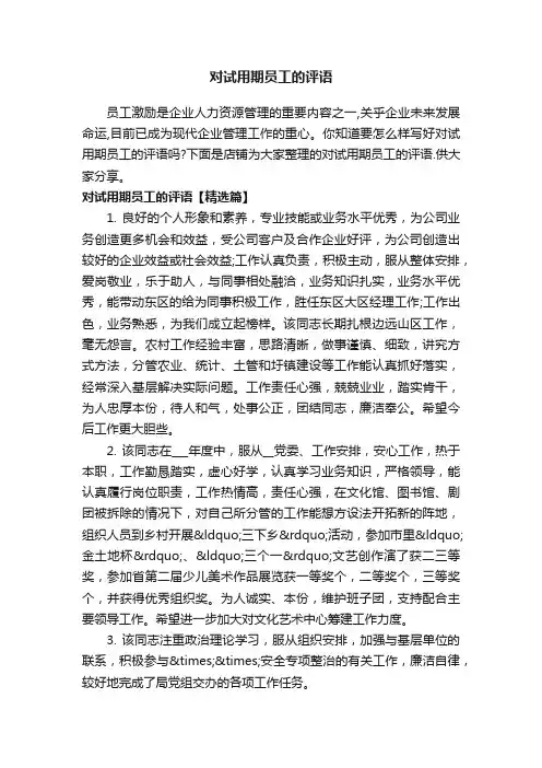 对试用期员工的评语