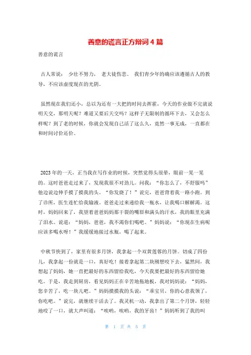 善意的谎言正方辩词4篇