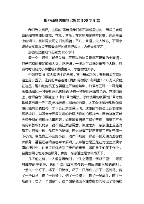 那些灿烂的细节记叙文800字5篇