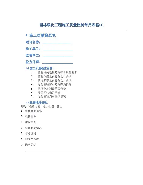 园林绿化工程施工质量控制常用表格(1)