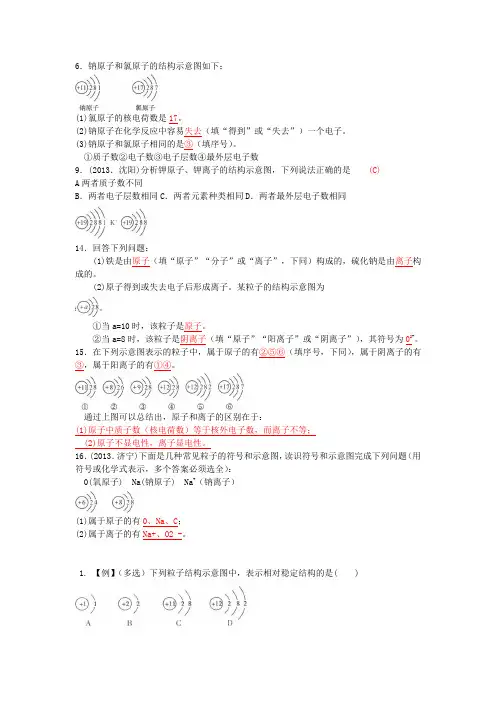 原子结构和离子的题(2014)