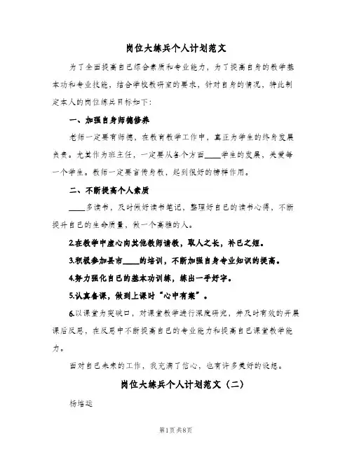 岗位大练兵个人计划范文（3篇）