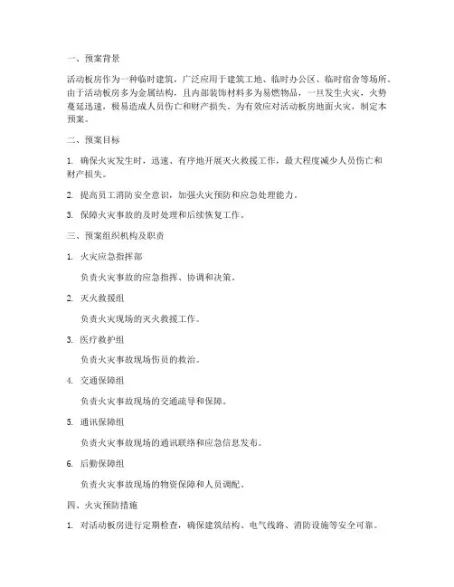 活动板房地面火灾应急预案