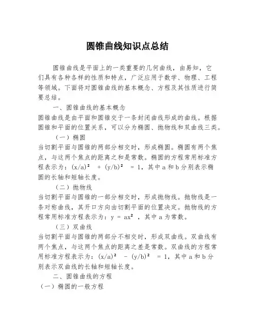 圆锥曲线知识点总结