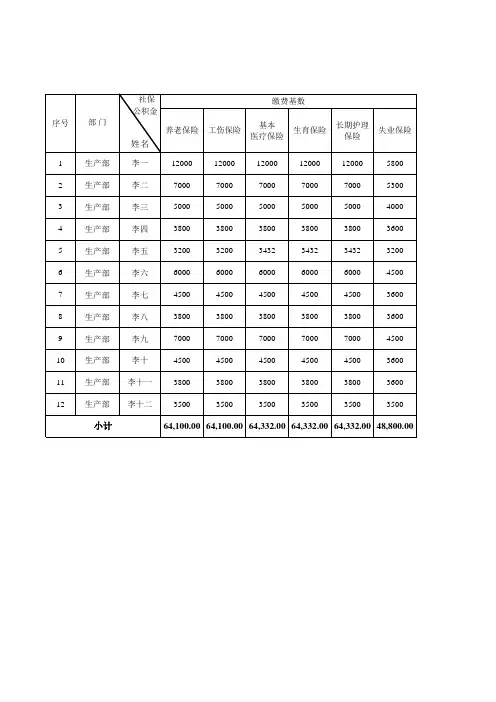 2021年度社保公积金明细报表