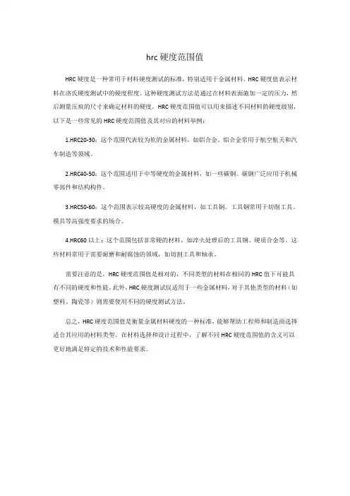 hrc硬度范围值