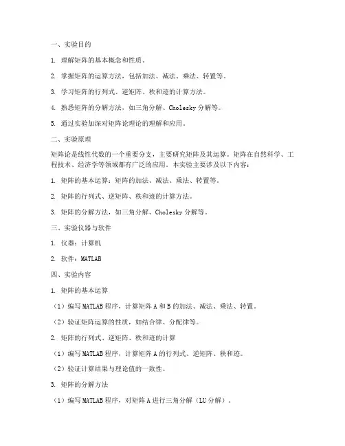 矩阵论的实验报告