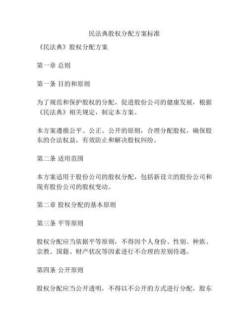 民法典股权分配方案标准