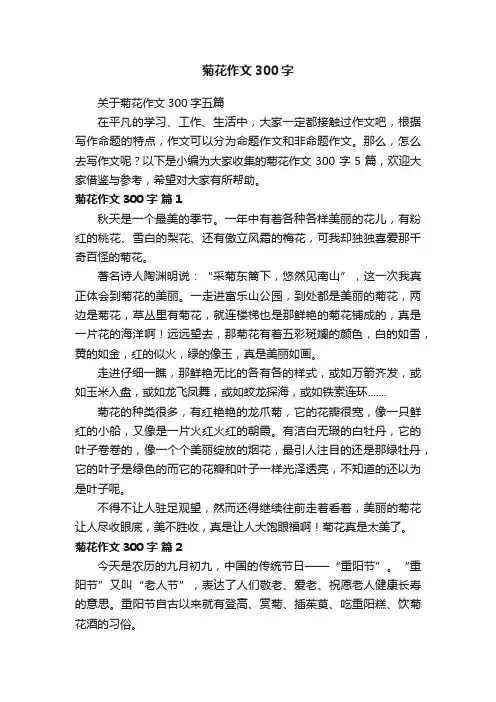 关于菊花作文300字五篇