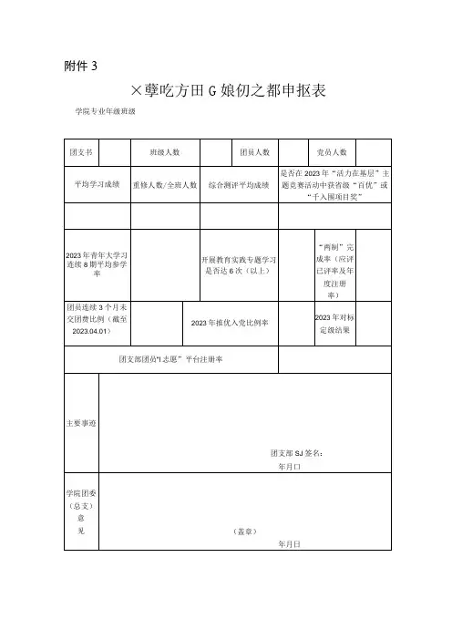 学校五四红旗团支部申报表