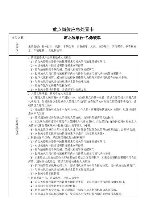 乙烯 应急处置卡