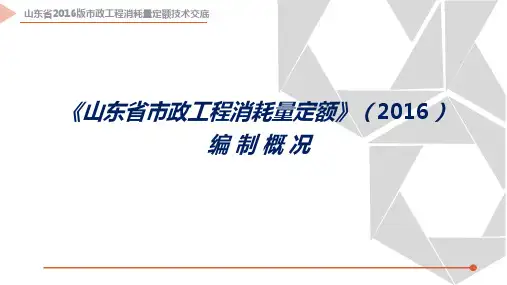《山东省市政工程消耗量定额》(2016版)宣贯培训课件
