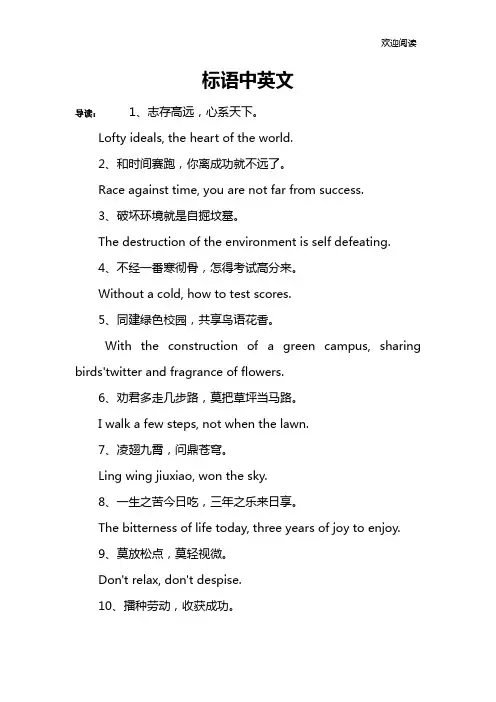 标语中英文